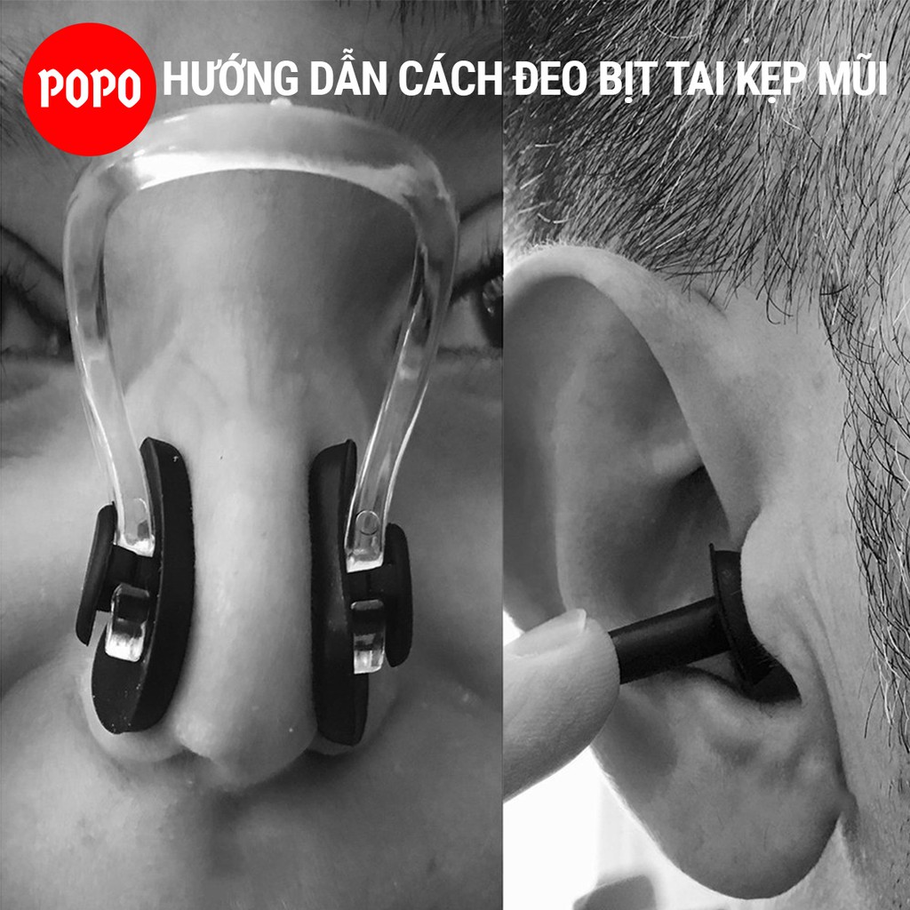 Bịt tai kẹp mũi ngăn nước khi bơi lội POPO sử dụng cùng kính bơi mũ bơi nón bơi