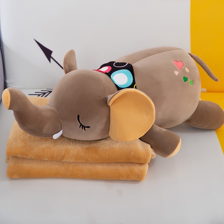 [PVN31670] Bộ chăn gối hình thú voi quàng khăn - #GIADUNGHANOI39