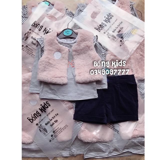 Bộ 3 Món Bé Gái Gile Lông Lovely Primak