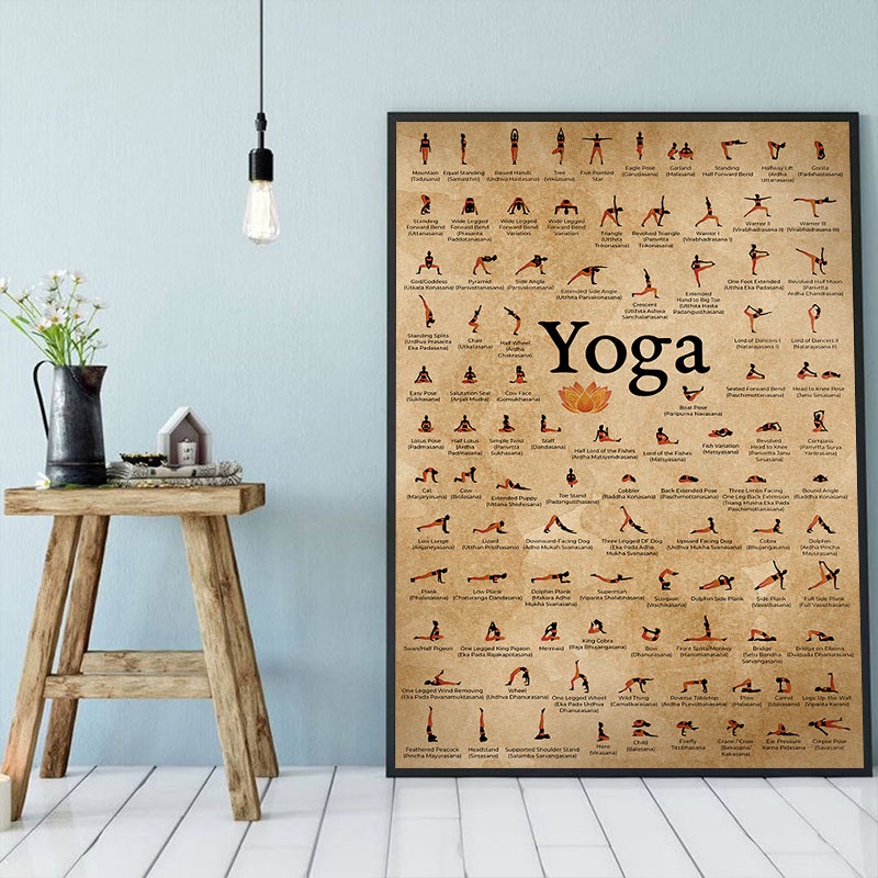 Tranh Vải Bạt Treo Tường In Hình Tập Yoga Ashtanga Pose Sức Khỏe Trang Trí Nhà Cửa