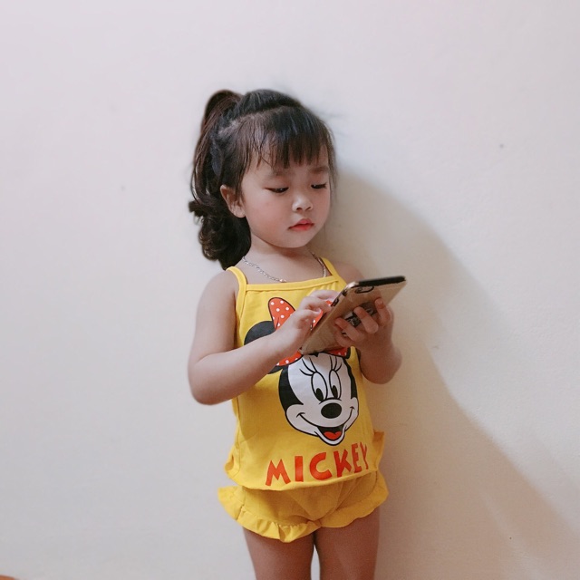 bộ ngủ 2 dây hoạt hình mickeyyy siêu cute cho bé gái