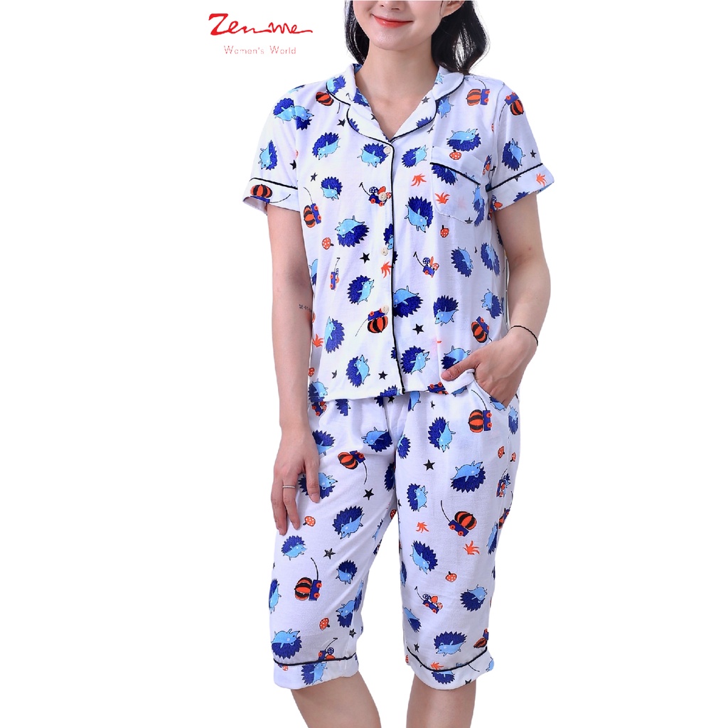 Đồ bộ mặc nhà Zen Me Pijama cộc lửng, chất liệu cotton, thoáng mát nhiều họa tiết