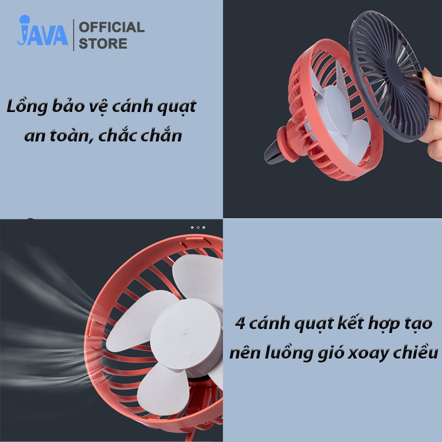 Quạt gió xe hơi, oto làm mát 360 độ - Kẹp được ghế sau, cửa gió điều hòa