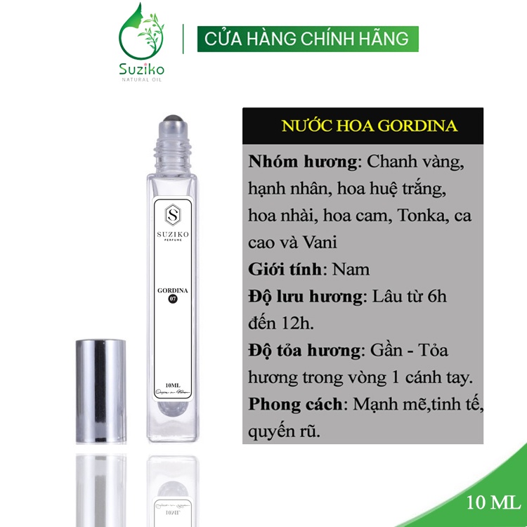 Nước hoa nam Suziko Gordina cá tính, sang trọng. Nước hoa mini gợi cảm 10ml dạng lăn tiện lợi