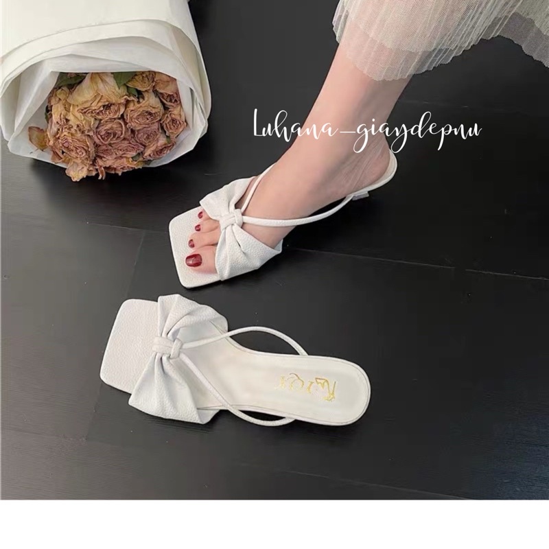 Guốc cao gót nữ thắt nơ thời trang Luhana phong cách tiểu thư hàn quốc bánh bèo Luhana.Ms: GUỐC THẮT NƠ