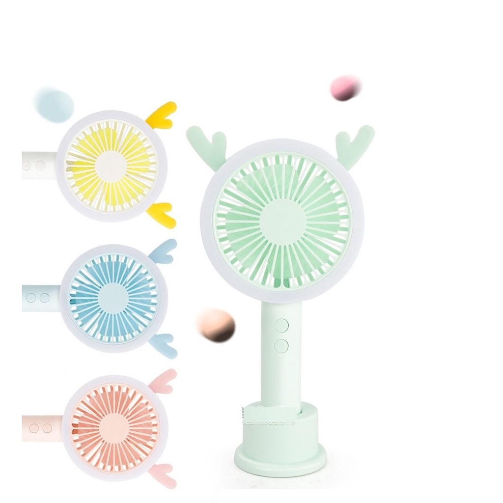 Quạt Sạc Tích Điện Mini Cầm Tay Mht 668 Đèn Led 7 Màu
