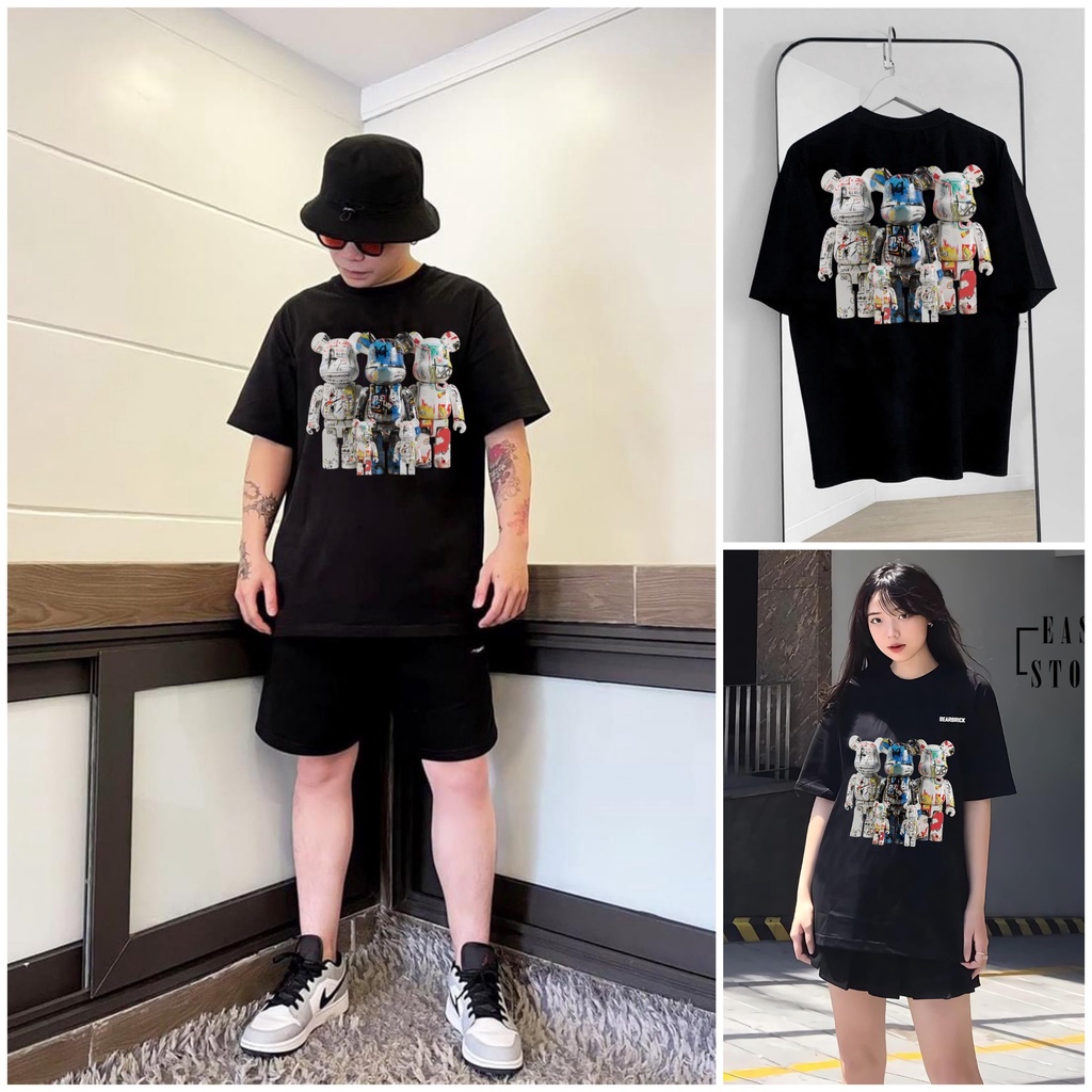 Áo Phông UNISEX Phong Cách In Gấu Phệ 3 Màu Nổi Bật, Cotton Hàn Mịn Thấm Hút Mồi Hôi Thoải Mái Hoạt Động