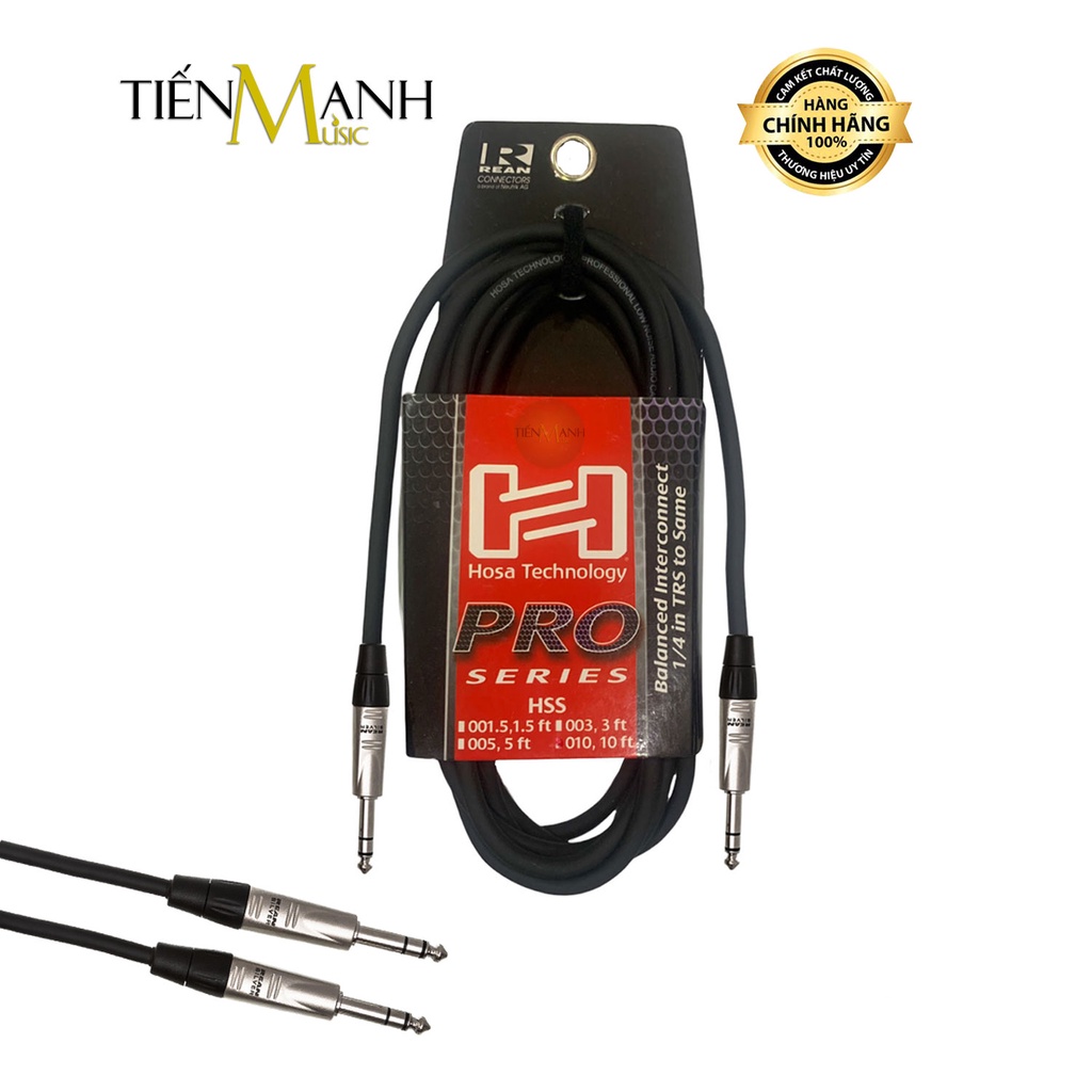 Dây Cáp Loa Kiểm Âm Hosa Pro Balanced REAN 2 Đầu 6ly Stereo TRS HSS-001.5, HSS-003, HSS-005, HSS-010 Cable 1/4 in