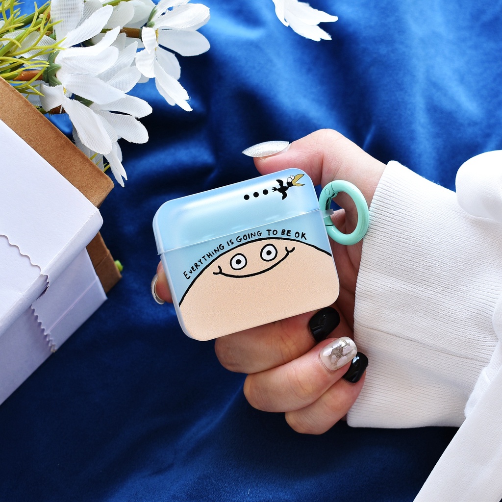 Vỏ Bảo Vệ Hộp Sạc Tai Nghe AirPods3 Gen AirPods3 2021 3 Trong Mờ Họa Tiết Gương Mặt Mập Dễ Thương Ốp