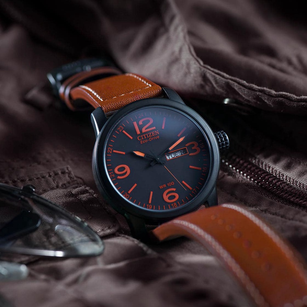 Đồng hồ nam Citizen BM8475-26E, kính cứng, máy ecodrive, 42mm dây da