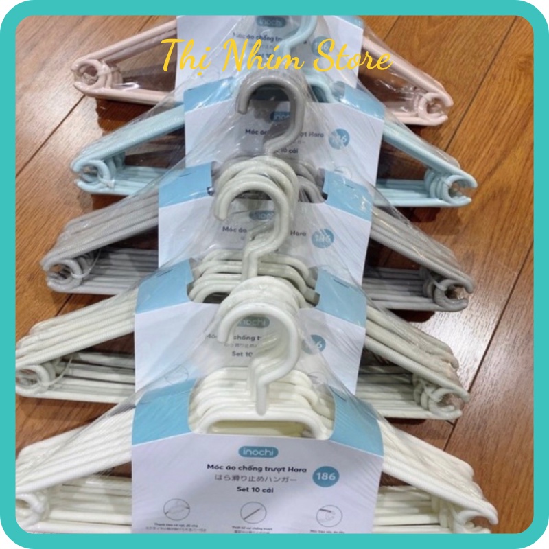 Móc Quần Áo NGƯỜI  LỚN Inochi Mã 186, THỊ NHÍM STORE, 10 Mắc quần áo chống trượt người lớn Inochi