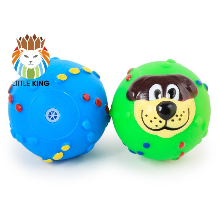 Đồ chơi cho chó mèo Bóng cao su chút chít hoạt tiết mặt chó Little King