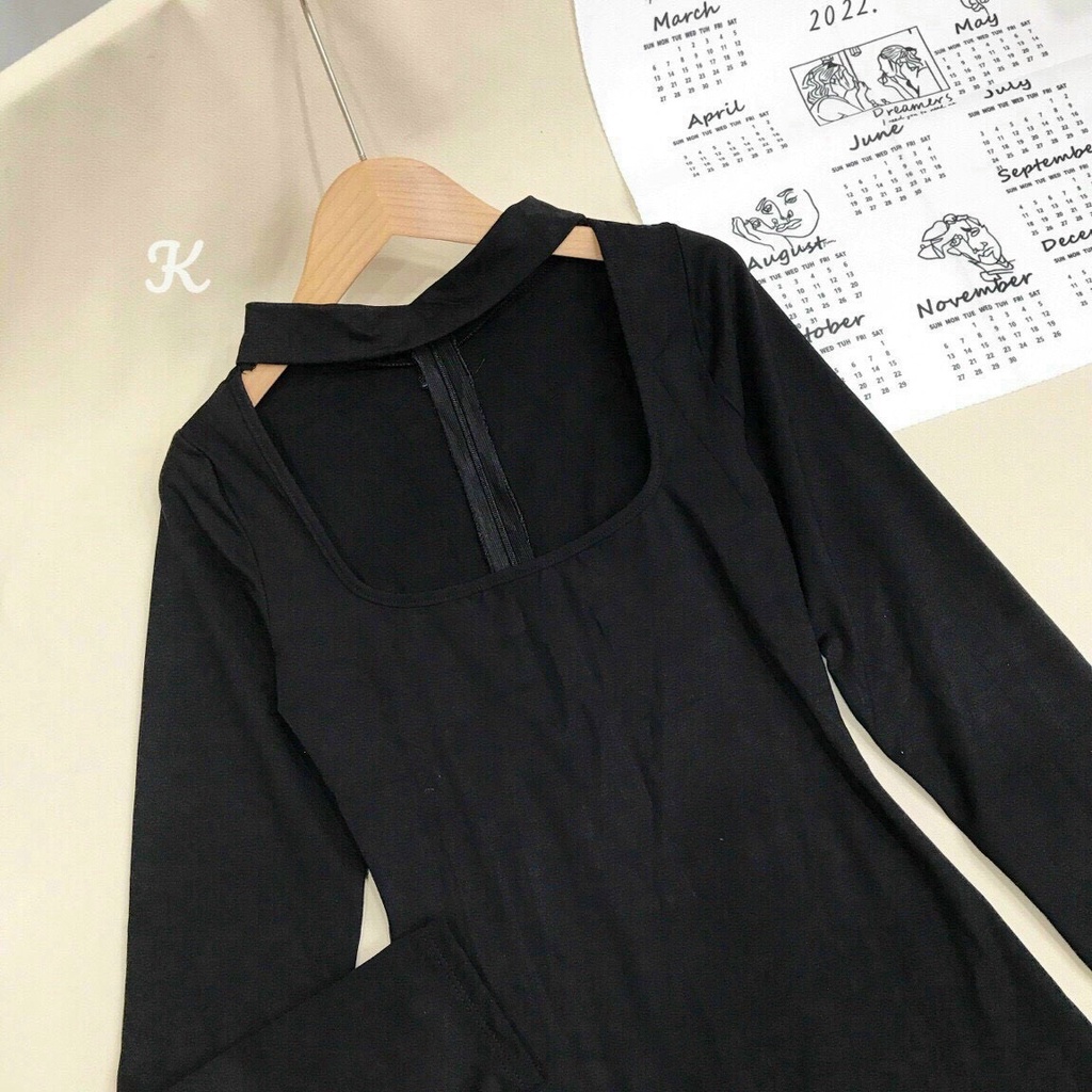 [Miễn Phí Ship 2022]ĐẦM THUN THU ĐÔNG BASIC MÀU ĐEN SIÊU TÔN DÁNG, CỔ ÁO VUÔNG JOKER HOTTREND 2021