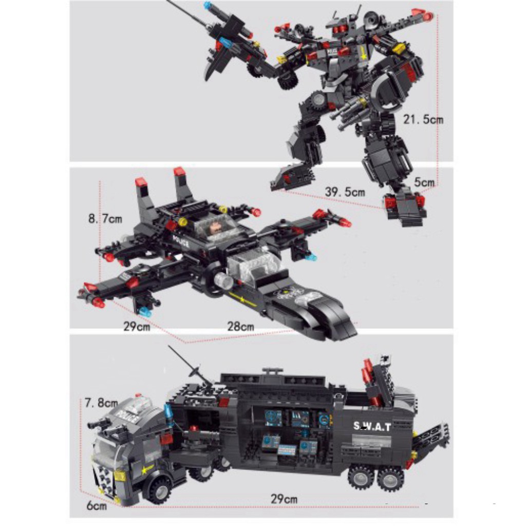 Đồ chơi Lego Lắp ráp xếp hình Xe cảnh sát đặc nhiệm S.W.A.T 8 trong 1 - Qui Fei 5020 - Toys 8 in 1