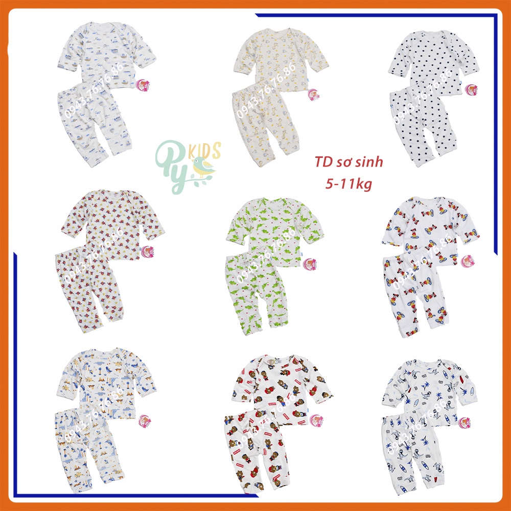 Bộ sơ sinh tay dài chồm vai Bibo cho bé từ 3-12 tháng ( 5-11kg )