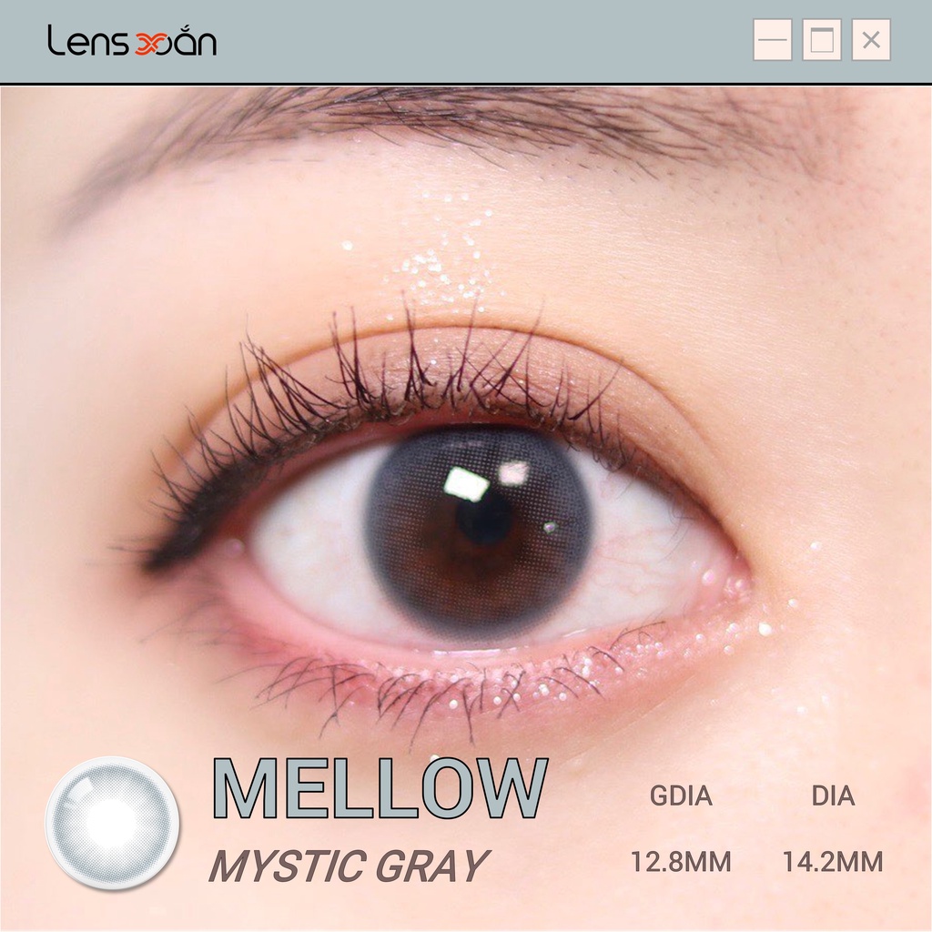 KÍNH ÁP TRÒNG MELLOWS MYSTIC GRAY của Olola (6 tháng): Kính áp tròng xám ánh xanh nhẹ tự nhiên | Lens Xoắn (GIÁ 1 CHIẾC)