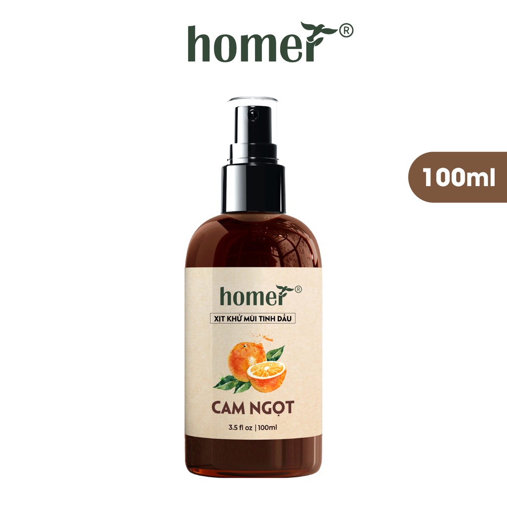 Xịt khử mùi tinh dầu Cam Ngọt Homer Thiên nhiên Dung tích 100ml/250ml