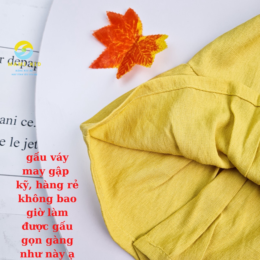 váy xinh cho bé gái 1-7 tuổi chất linen siêu mát dáng đuôi cá tay bồng,  12-25kg ,Mamikid