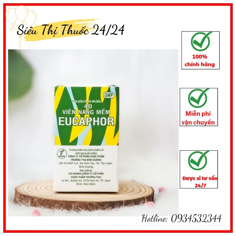 Viên uống ho EUCAPHOR ⚡ CAM KẾT CHÍNH HÃNG ⚡ Viên uống giảm ho, làm ấm đường hô hấp, thông họng hiệu quả