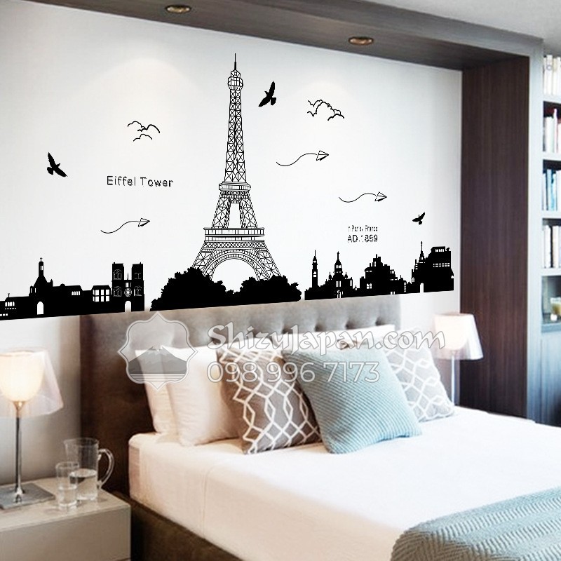 Decal Dán Tường Trang Trí Tháp Eiffel