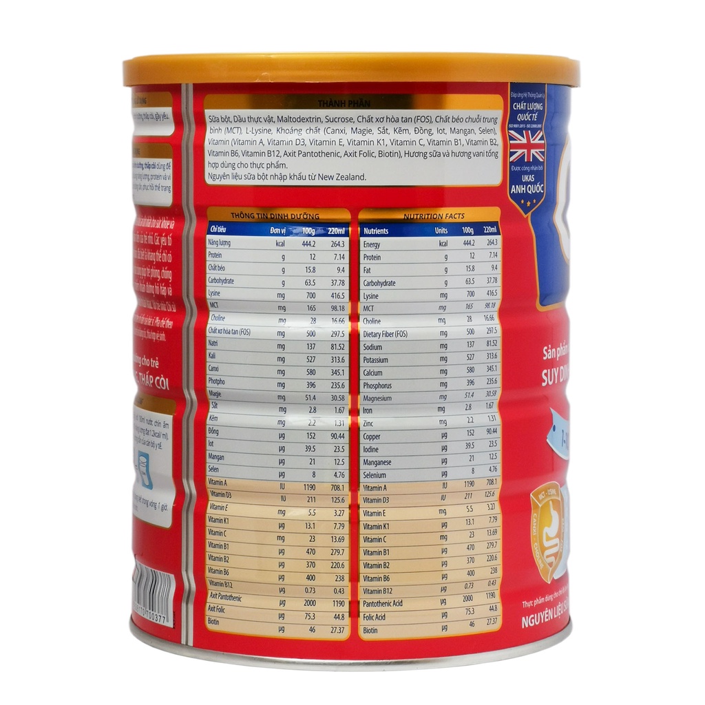 Sữa Oggi Gold 900g cho trẻ thấp còi, gầy yếu.