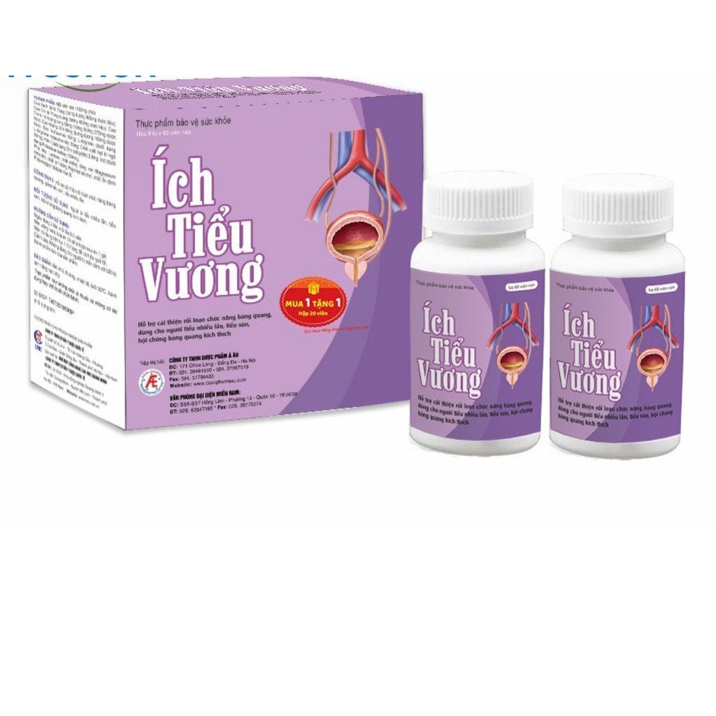 Ích Tiểu Vương - Hộp 2 lọ x 60 viên - hỗ trợ giảm tiểu đêm từ thảo dược từ cao trinh nữ hoàng cung và kẽm
