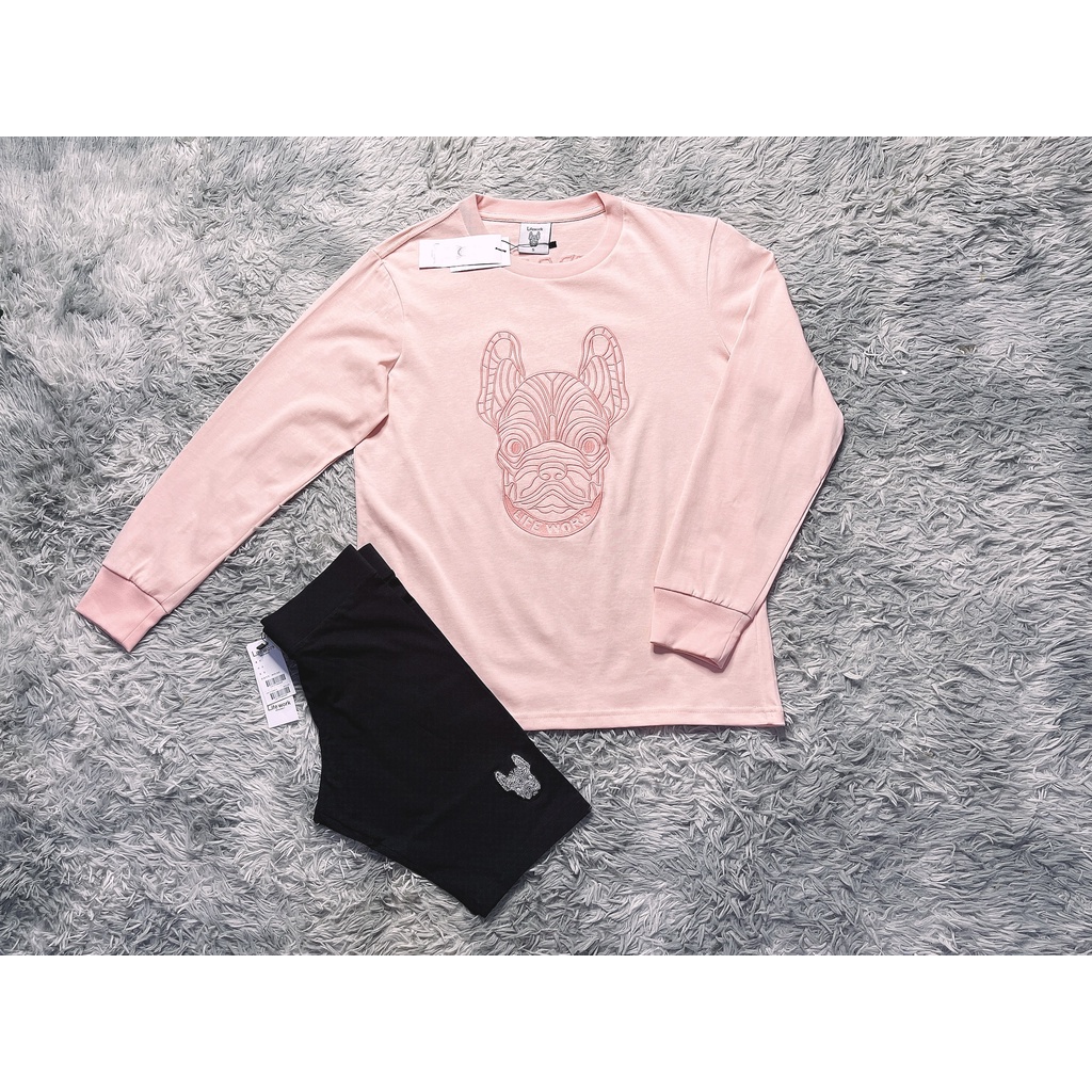 (HÀNG XUẤT XỊN) Áo thun tay dài Lifework hồng  Size S M L Có quần short và legging dài bán kèm