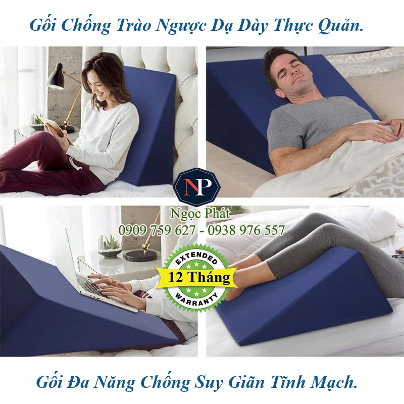 Gối Chống Suy Giãn Tĩnh Mạch Chi Dưới HARU 60x60x26cm - Giảm Đau Bắp Chân, Tê Bì, Chuột Rút Về Đêm, Viêm Loét Mạch Máu.