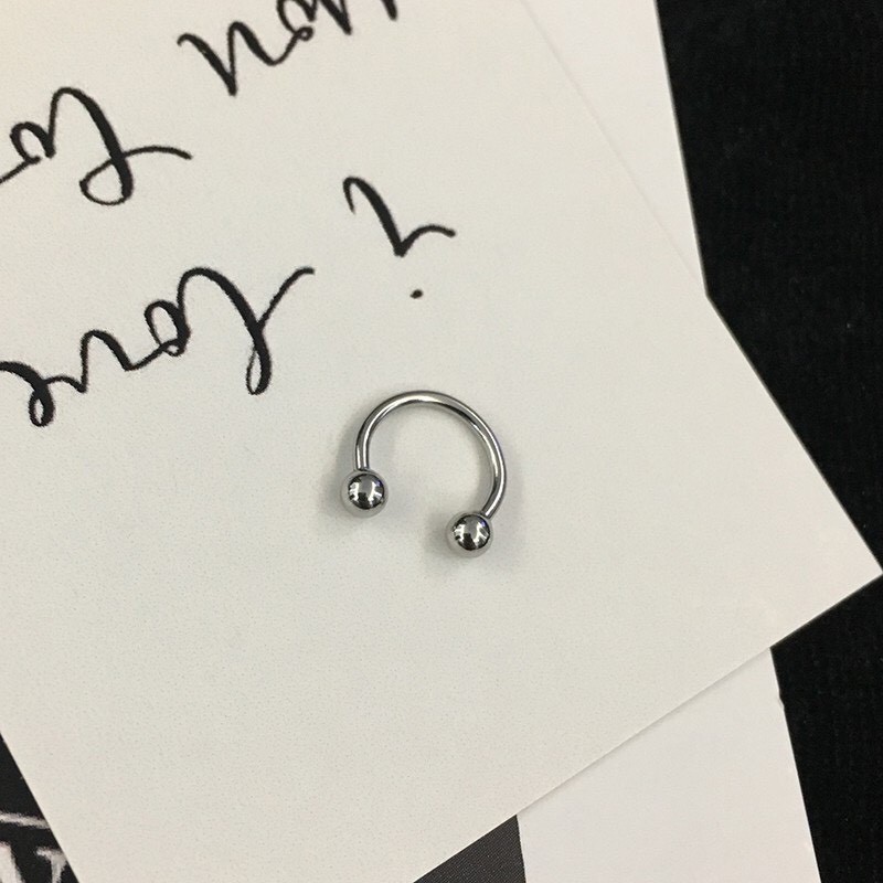 1 CHIẾC KHUYÊN CHỮ U 10X3MM ĐEO TAI - MÔI CÁ TÍNH - KHUYÊN THÉP KHÔNG GỈ