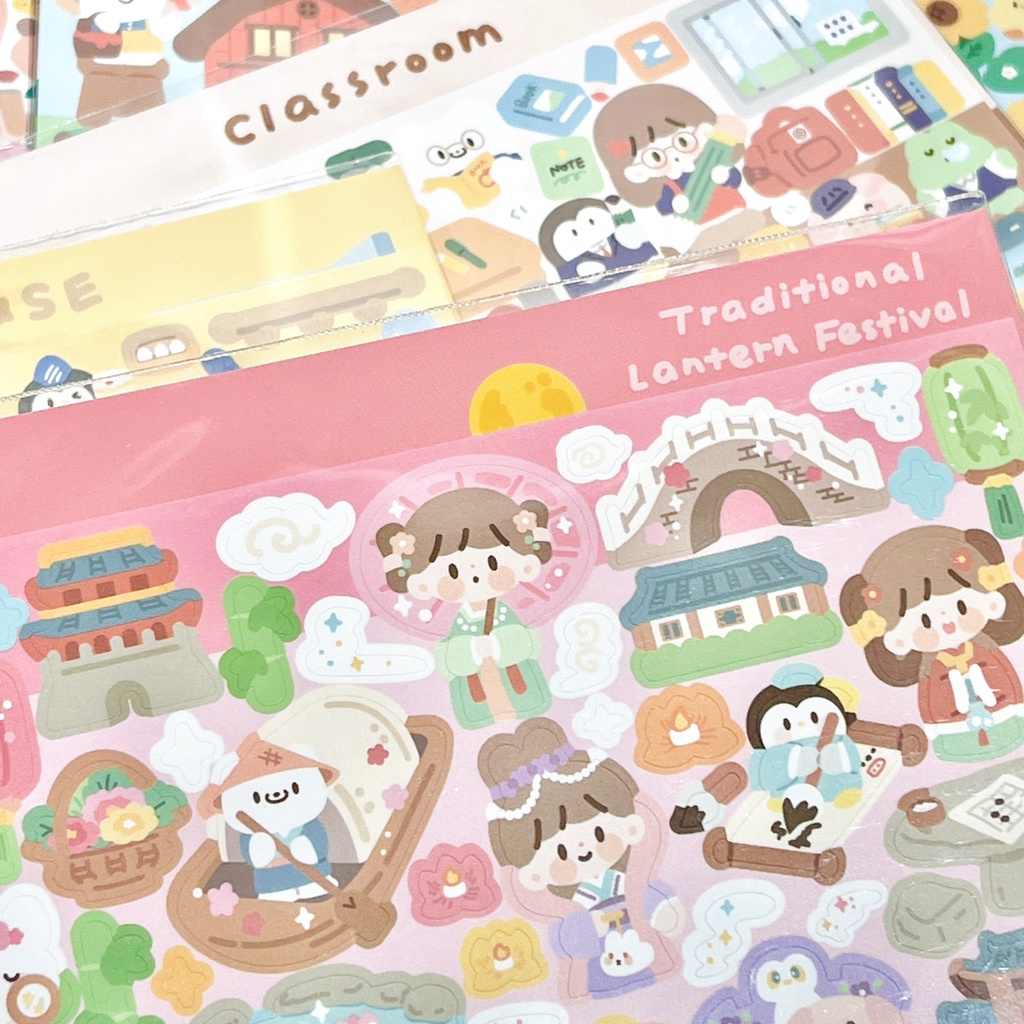 🌴 Sticker nhãn dán Polcos cảnh chủ đề zZoton 12 kiểu Sticker nhãn dán cô gái trẻ dễ thương Sổ tay goo card