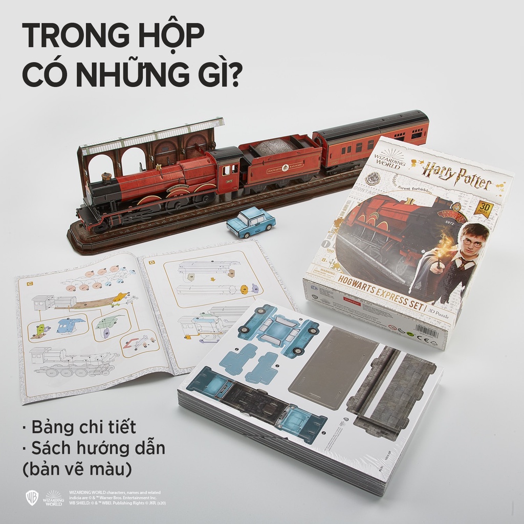 Mô hình lắp ghép CubicFun 3D Harry Potter - Lâu đài Hogwarts - Tàu tốc hành Hogwarts