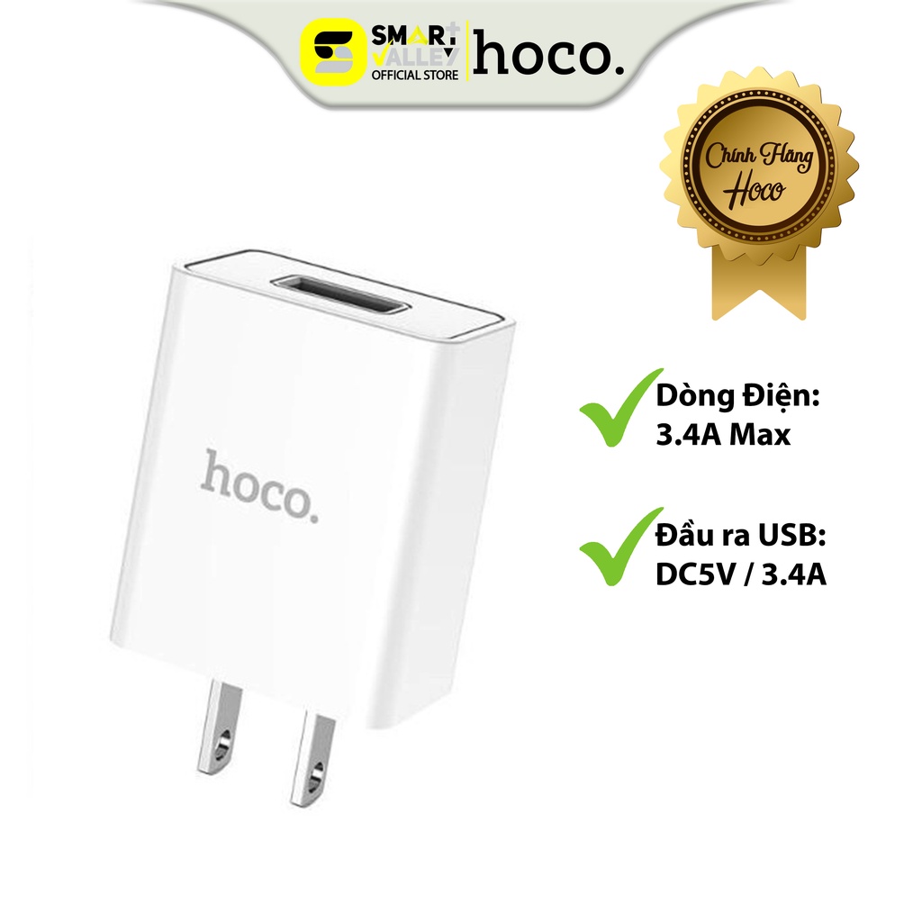 Củ Sạc Hoco S2 Plus 3.4A, Tương Thích Nhiều Tất Cả Các Dòng Điện Thoại, Nhỏ Gọn, Chất Liệu PC + ABS Cao Cấp, Chống Cháy.