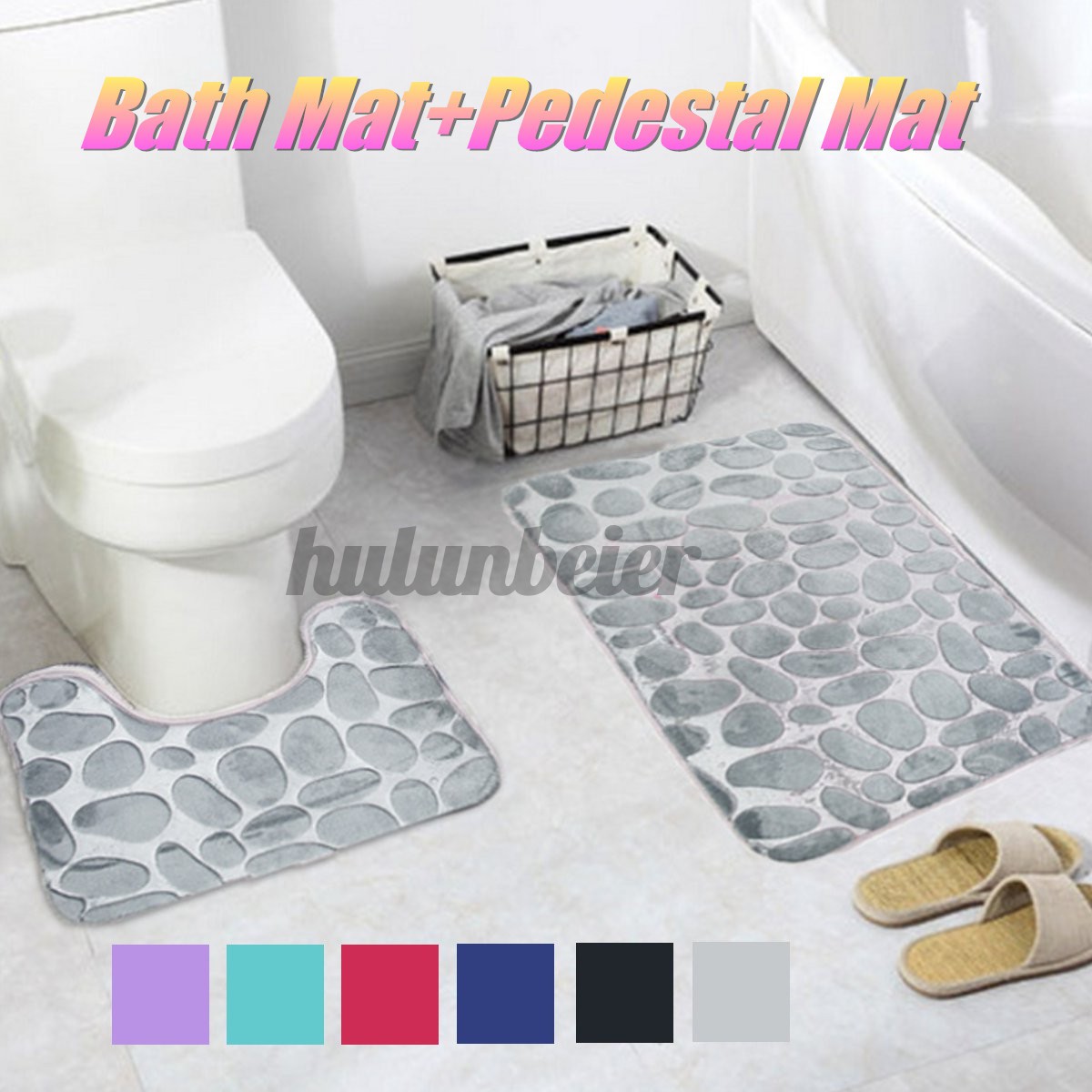 Set 2 Thảm Lót Bồn Cầu Chống Trượt 6 Màu