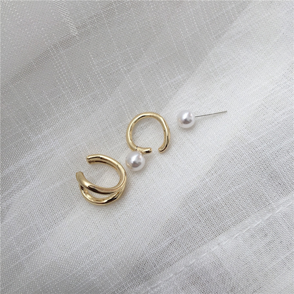 Set 3 Khuyên Vành Tai Đính Ngọc Trai Nhân Tạo Thời Trang