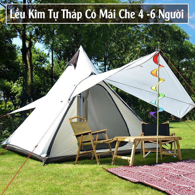 Lều Cắm Trại Kim Tự Tháp Ấn Độ Dành Cho 4-6 Người - Lều Du Lịch Dã Ngoại Chống Nước Hiệu Quả Rộng Rãi Thoáng Mát