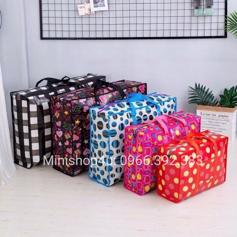 Túi Bạt Có Dây Kéo Túi Vải Bạt Đựng Quần Áo Nhiều Kích Thước