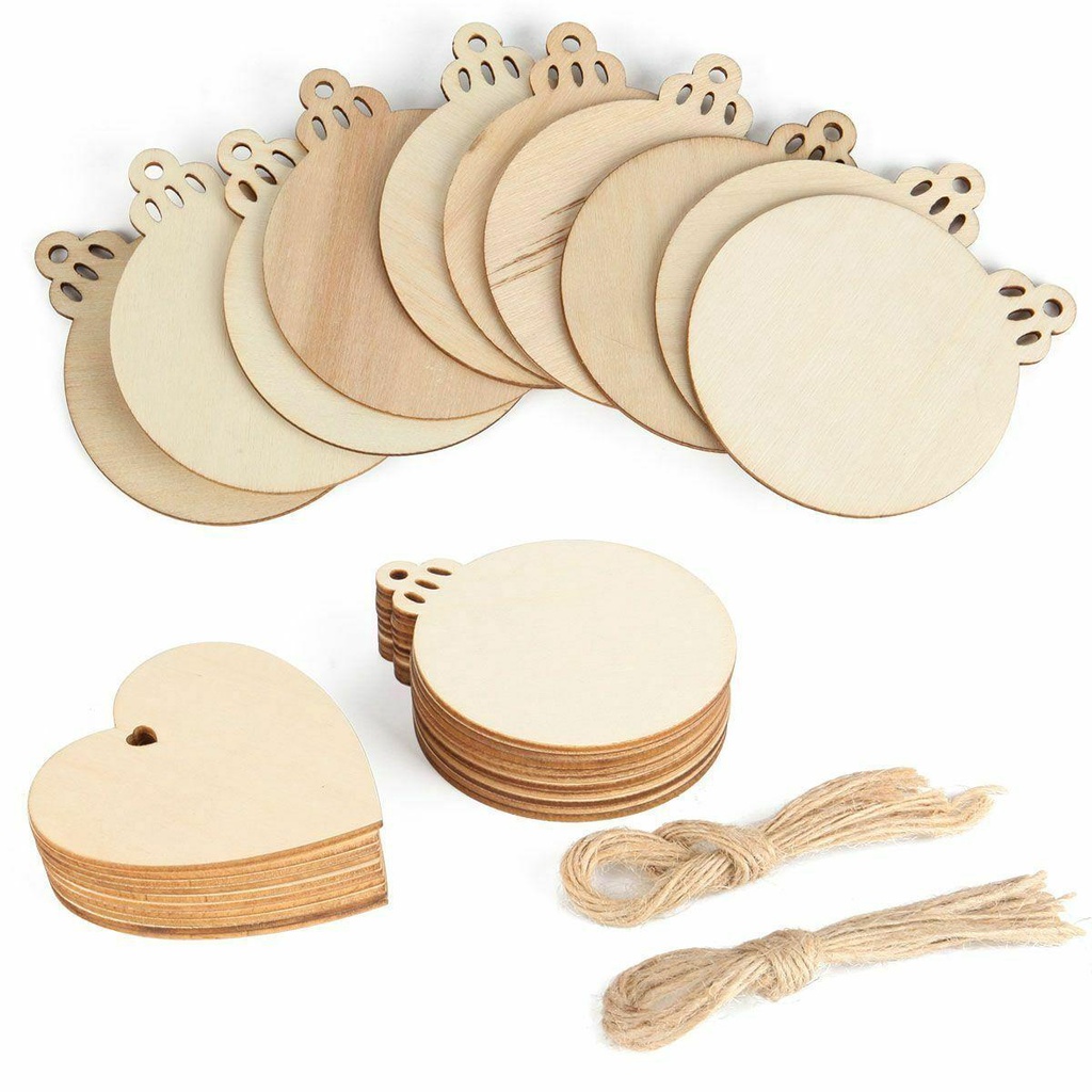 Đĩa Gỗ Họa Tiết Trái Tim Dùng Trang Trí Giáng Sinh DIY