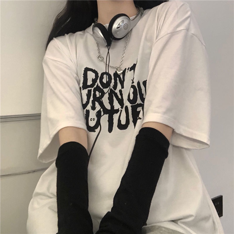 Áo Thun Tay Ngắn Dáng Rộng In Hình Thời Trang Hàn Quốc Cho Nữ