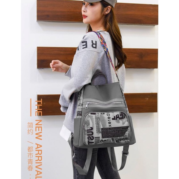 Balo nữ vải dù chống thấm phối chữ siêu trẻ trung mã BL02