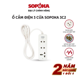 Ổ cắm điện đa năng Sopoka chịu tải 2200W 3C2 chống va đập, chịu nhiệt, nhỏ gọn, an toàn