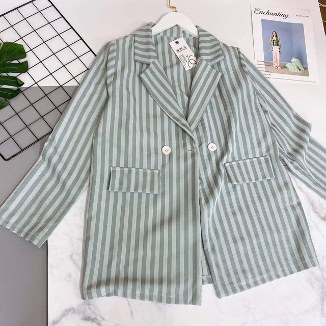 ÁO VEST-BLAZER KẺ XANH MINT VNXK | BigBuy360 - bigbuy360.vn