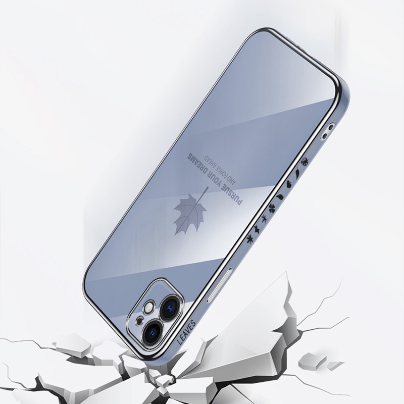 Ốp Điện Thoại Chống Sốc Mạ Điện Họa Tiết Lá Phong Cho iPhone 11 Pro Max Mini X XR XS Max 8 7 Plus 6 6S SE