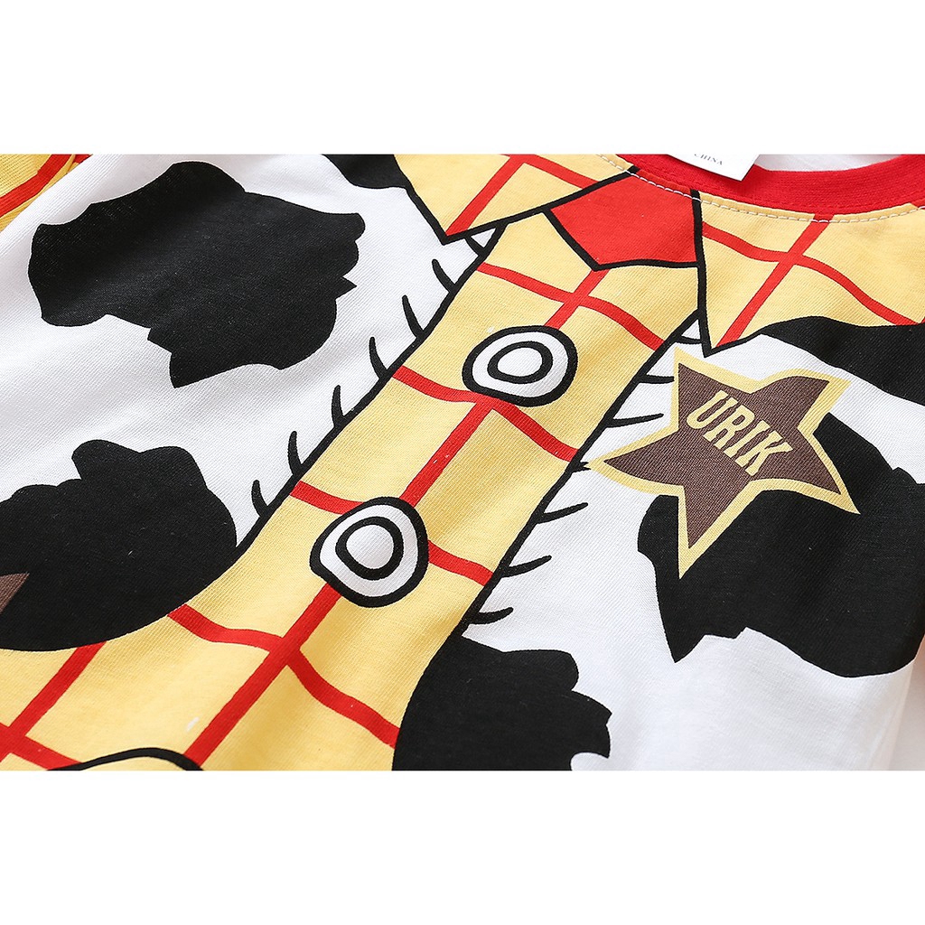 Bộ Đồ Ngủ Pijama Phong Cách Cao Bồi Bằng Cotton In Họa Tiết Hoạt Hình Cho Bé Trai