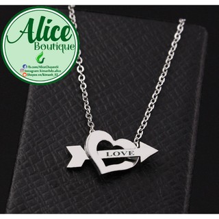 Dây chuyền inox thời trang nữ trái tim và mũi tên tình yêu