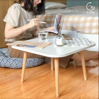 Bàn trà ngồi bệt vuông Ghome kiểu Nhật chân gỗ nhân tạo 2 màu trắng vàng tự nhiên