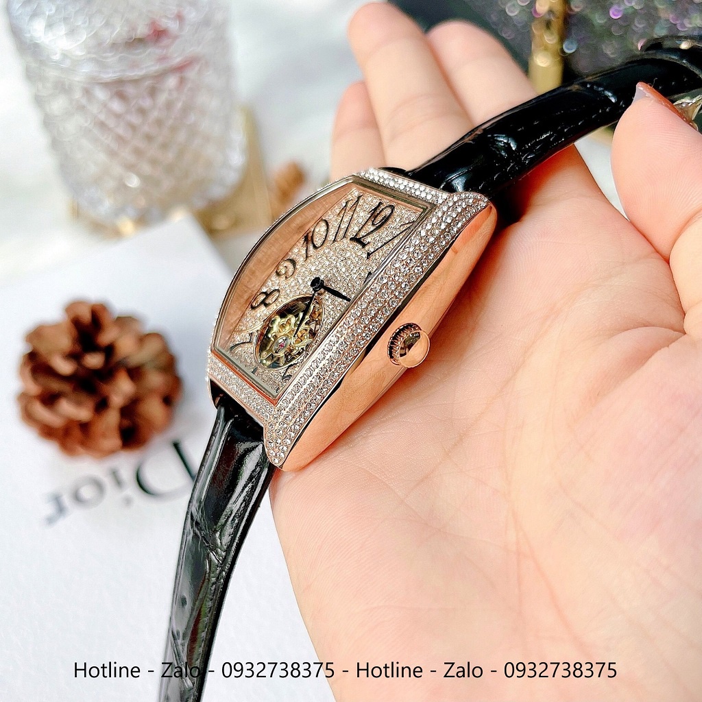 Đồng Hồ Nam Davena Automatic 31681 Dây Da Đen Rose Gold 39x52mm Chính Hãng