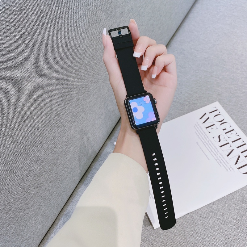 Dây Đeo Silicone Màu Kẹo Cho Đồng Hồ Thông Minh Apple Watch Series SE 7 6 5 4 3 2 45 41 MM 40mm 44mm 38mm 42mm