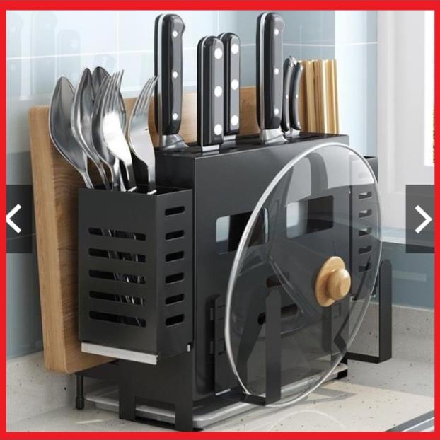 Kệ Để Dao Thớt-Giá cắm Dao Thớt Inox Sơn Tĩnh Điện Full Phụ Kiện