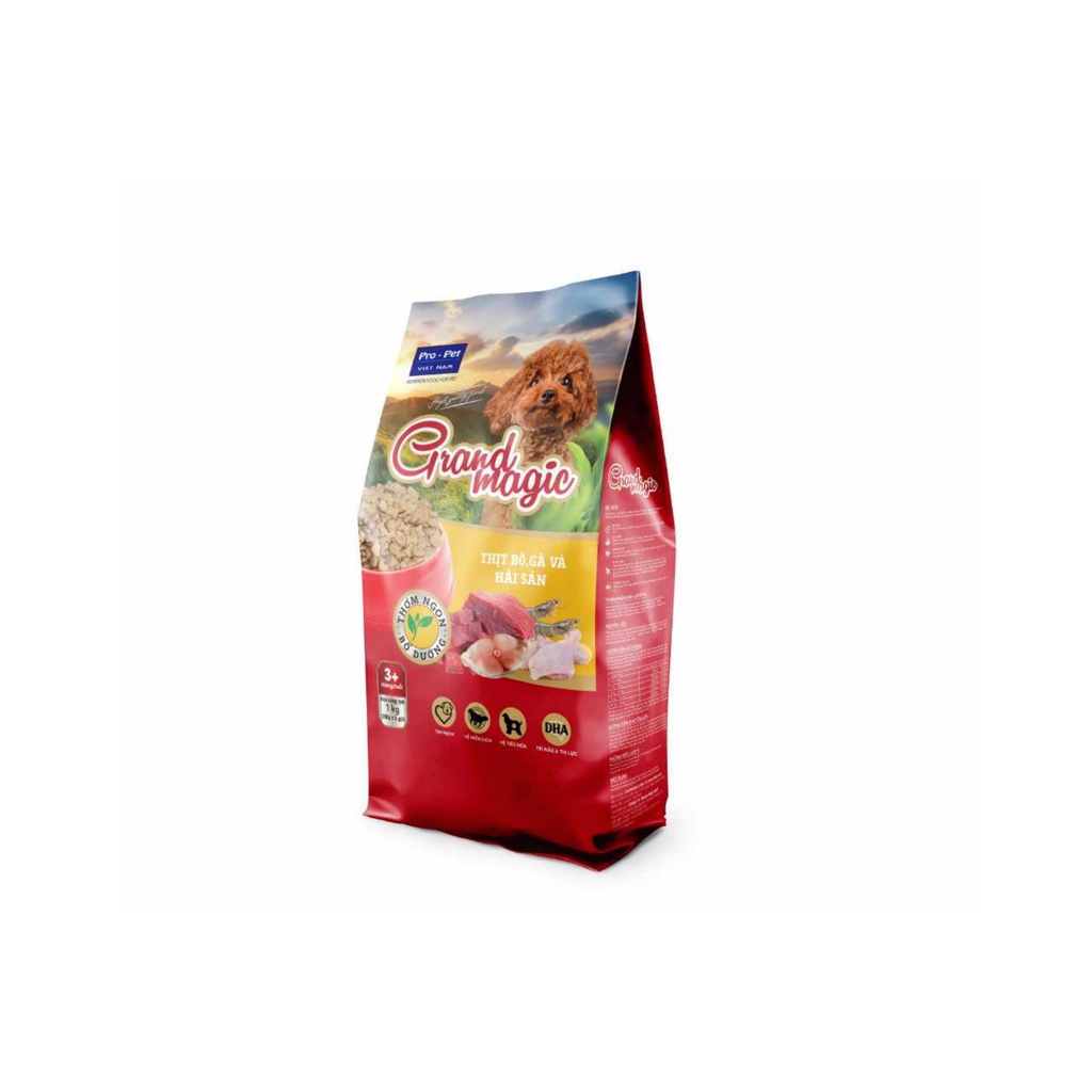 &lt;Bao lớn tiết kiệm&gt; thức ăn cho chó Grand magic dog 12kg (12 bao 1kg)