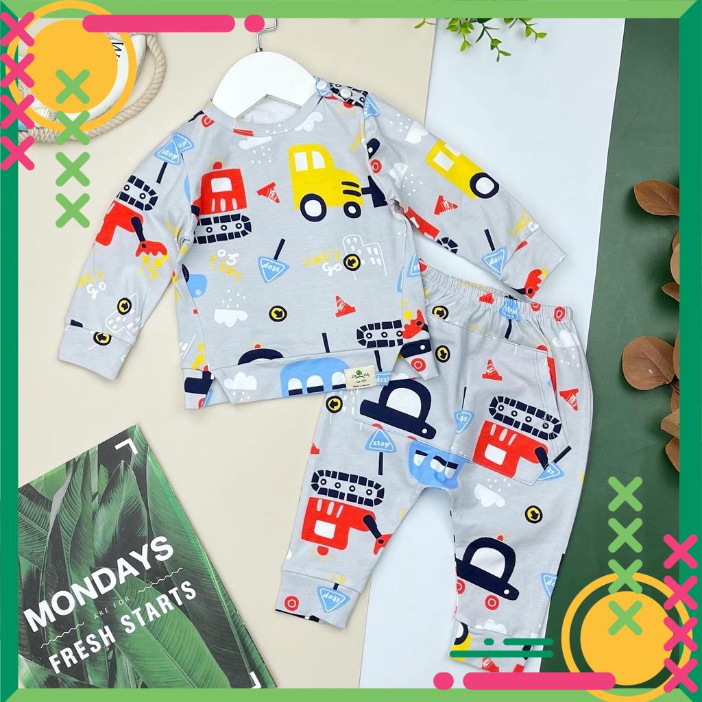 Thu Đông: Bộ Nỉ Da Cá Bé Trai Vải Mỏng BNDCBT20 Size 6M - 36M Thương Hiệu Litibaby, dành cho bạn từ 6kg đến 13kg